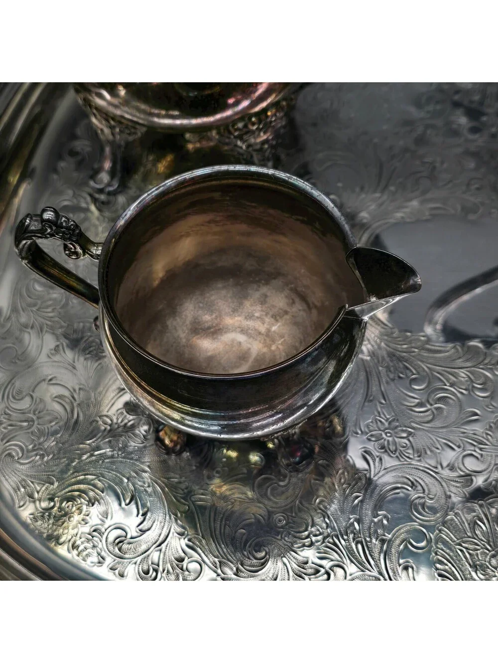 Vintage Suffolk Silversmiths Silverplate Coffee & Tea Set Tray  5 Pc Classique